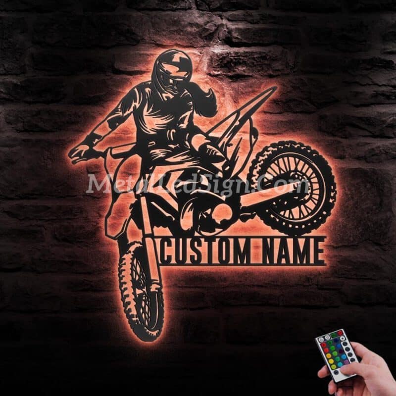 Custom-Girl-Motocross-Biker-Metal-Wall-Art-Led-Light-5