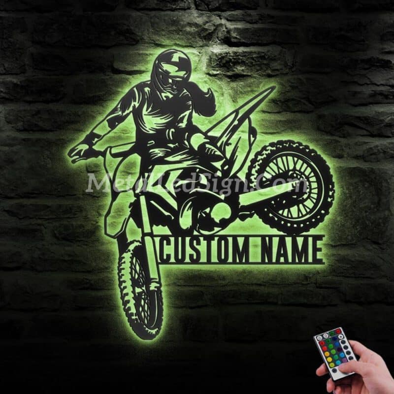 Custom-Girl-Motocross-Biker-Metal-Wall-Art-Led-Light-6