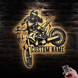 Custom-Girl-Motocross-Biker-Metal-Wall-Art-Led-Light-Images