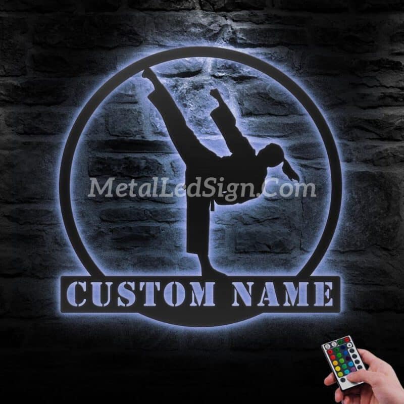 Custom-Girl-Taekwondo-Martial-Arts-Metal-Wall-Art-With-Led-Light-3-1