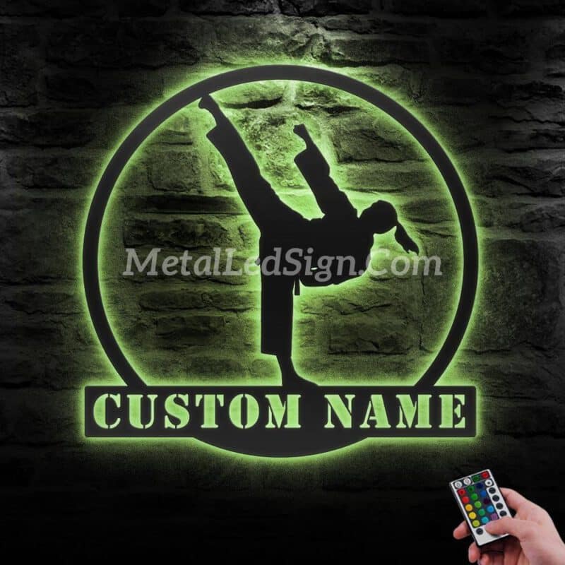 Custom-Girl-Taekwondo-Martial-Arts-Metal-Wall-Art-With-Led-Light-5-1