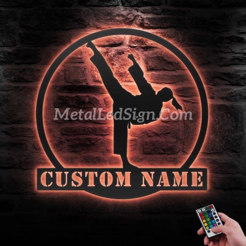 Custom-Girl-Taekwondo-Martial-Arts-Metal-Wall-Art-With-Led-Light-6