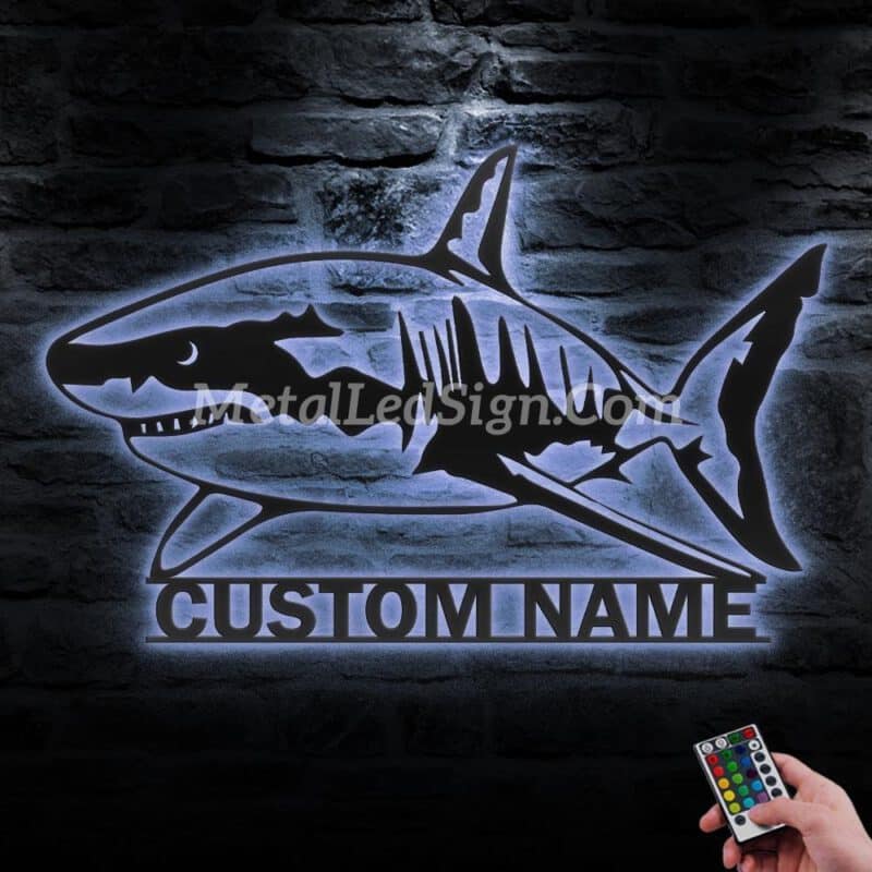 Custom-Great-White-Shark-Metal-Wall-Art-Led-Light-3-3