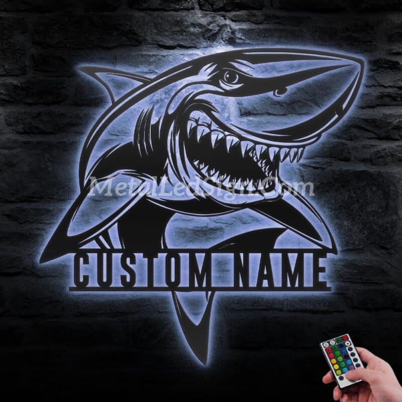 Custom-Great-White-Shark-Metal-Wall-Art-Led-Light-3-4