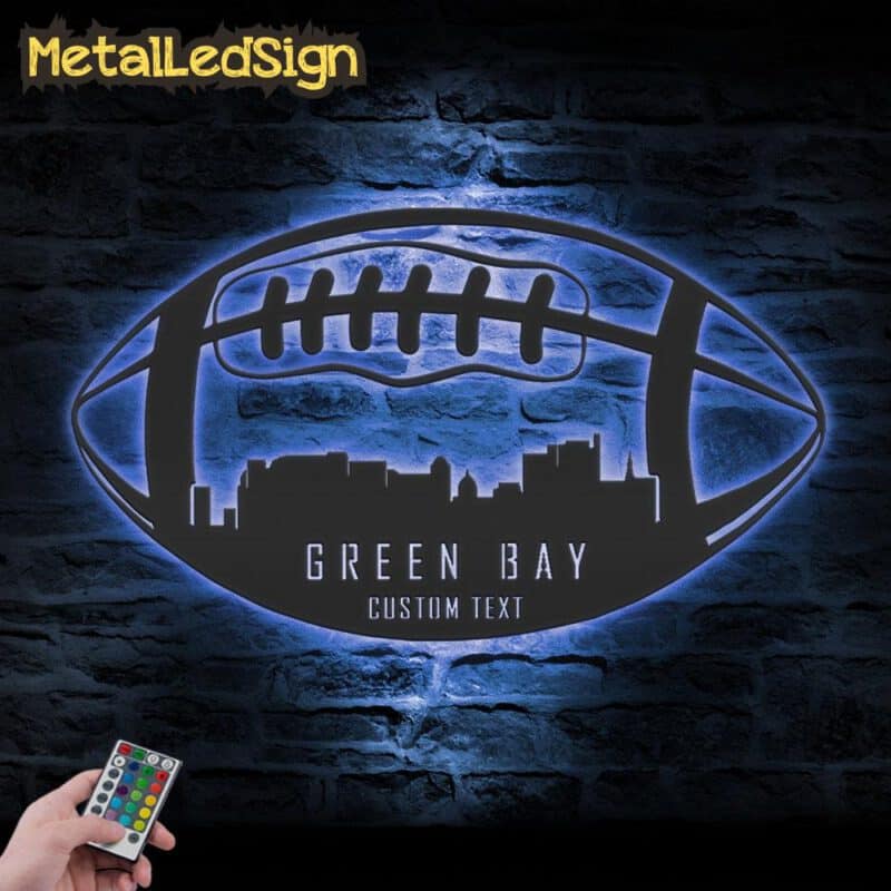 Custom-Green-Bay-Skyline-American-Football-Metal-Wall-Art-Led-Light-3