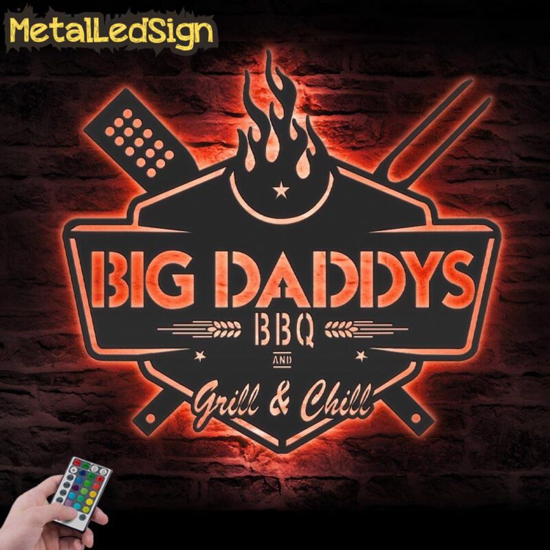 Custom-GrillFather-Grill-And-Chill-Metal-Wall-Art-LED-Light-5.jpg