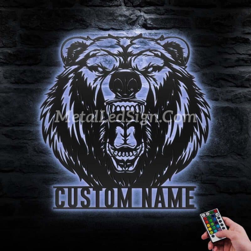 Custom-Grizzly-Bear-Metal-Wall-Art-Led-Light-3-2