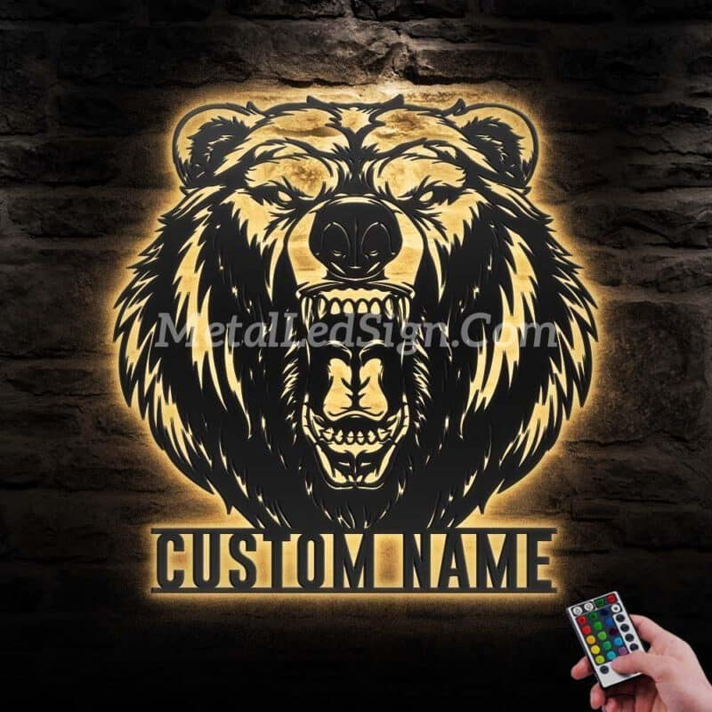 Custom-Grizzly-Bear-Metal-Wall-Art-Led-Light-Images-2