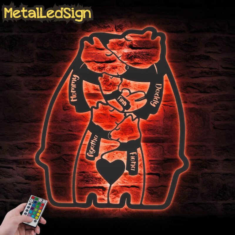 Custom-Grizzly-Bear-Mom-Son-Father-Metal-Wall-Art-LED-Light-3.jpg