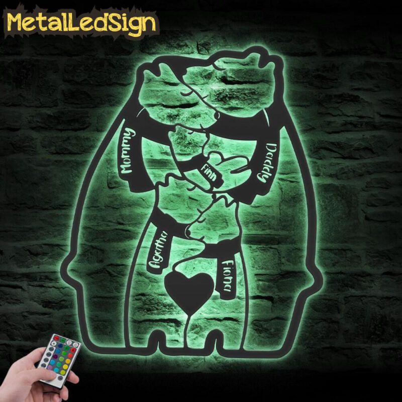 Custom-Grizzly-Bear-Mom-Son-Father-Metal-Wall-Art-LED-Light-7.jpg