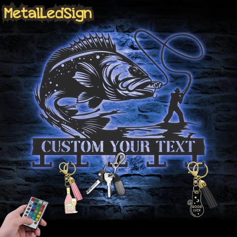 Custom-Grouper-Fishing-Key-Holder-Metal-Wall-Art-LED-Light-3