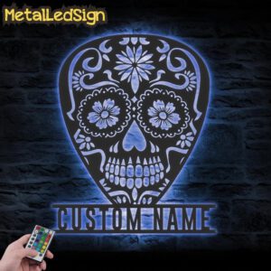 Custom-Guitar-Pick-Sugar-Skull-Metal-Wall-Art-LED-Light-3.jpg