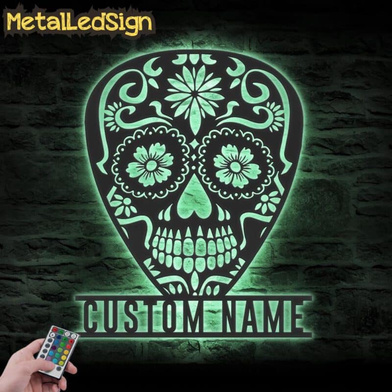 Custom-Guitar-Pick-Sugar-Skull-Metal-Wall-Art-LED-Light-7.jpg