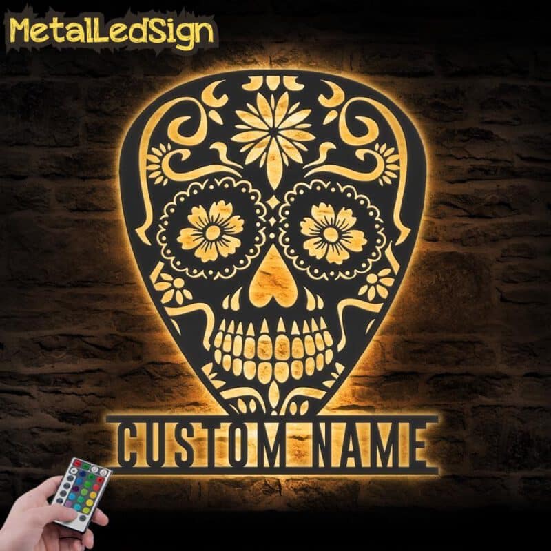 Custom-Guitar-Pick-Sugar-Skull-Metal-Wall-Art-LED-Light-Images.jpg