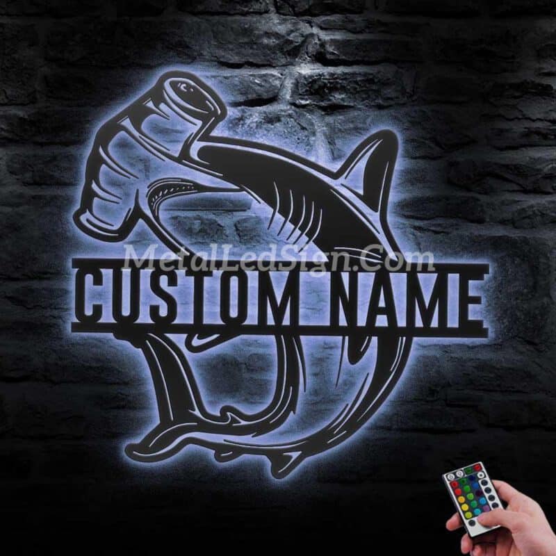 Custom-Hammerhead-Shark-Metal-Wall-Art-Led-Light-3-1