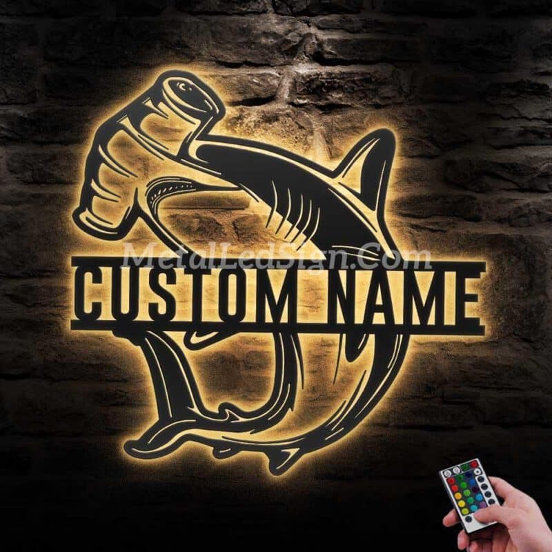 Custom-Hammerhead-Shark-Metal-Wall-Art-Led-Light-Images-1