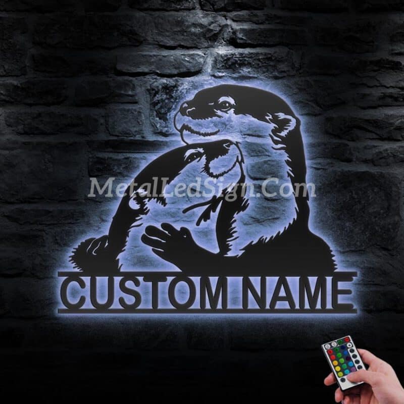 Custom-Heart-Couple-Otter-Metal-Wall-Art-Led-Light-3