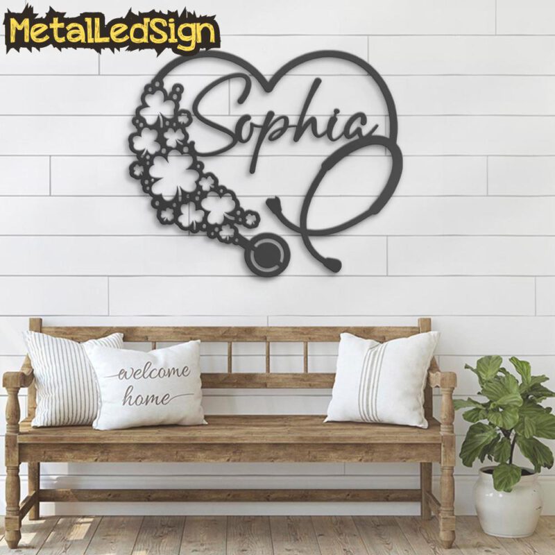 Custom-Heart-Stethoscope-Shamrock-Metal-Wall-Art-LED-Light-3.jpg