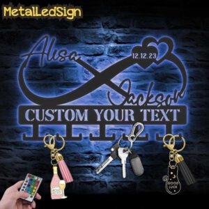 Custom-Infinity-Heart-Key-Holder-Metal-Wall-Art-LED-Light-3