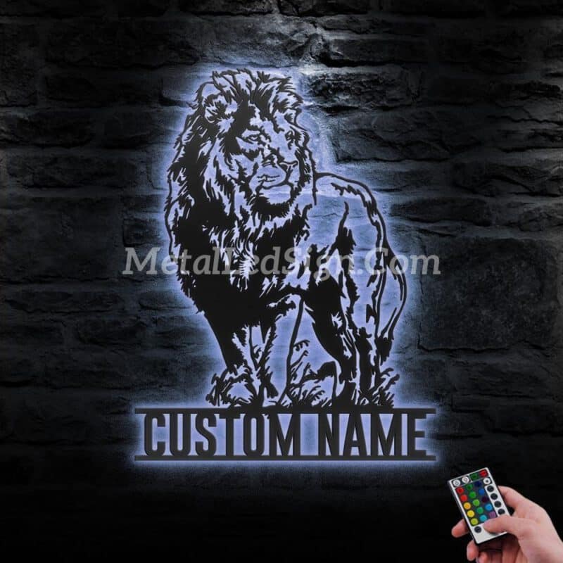 Custom-King-Lion-Metal-Wall-Art-Led-Light-3-2