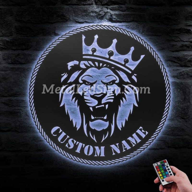 Custom-King-Lion-Metal-Wall-Art-Led-Light-3-3