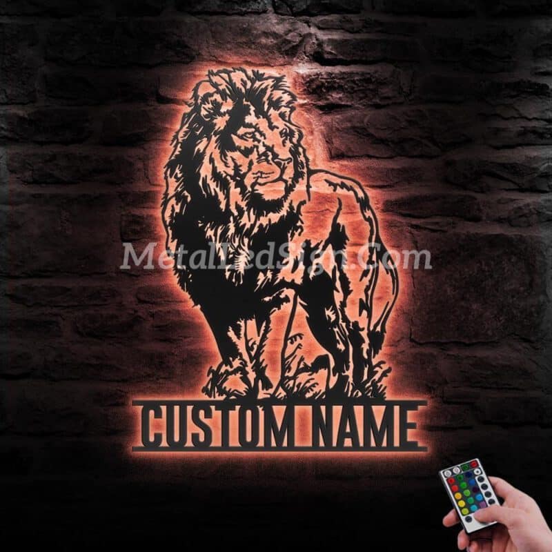 Custom-King-Lion-Metal-Wall-Art-Led-Light-5-2