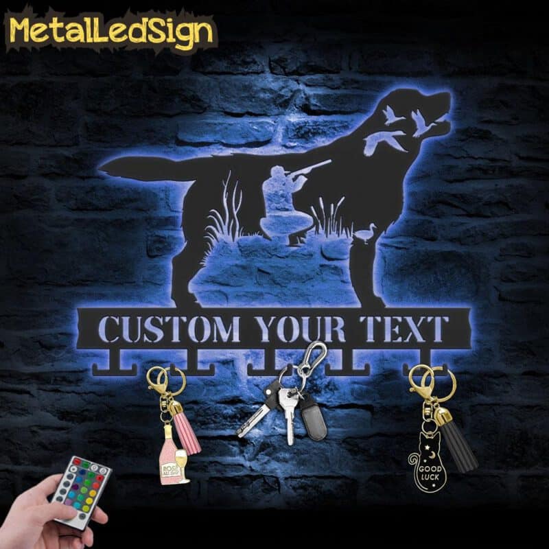 Custom-Labrador-Dog-Hunting-Key-Holder-Metal-Wall-Art-LED-Light-3