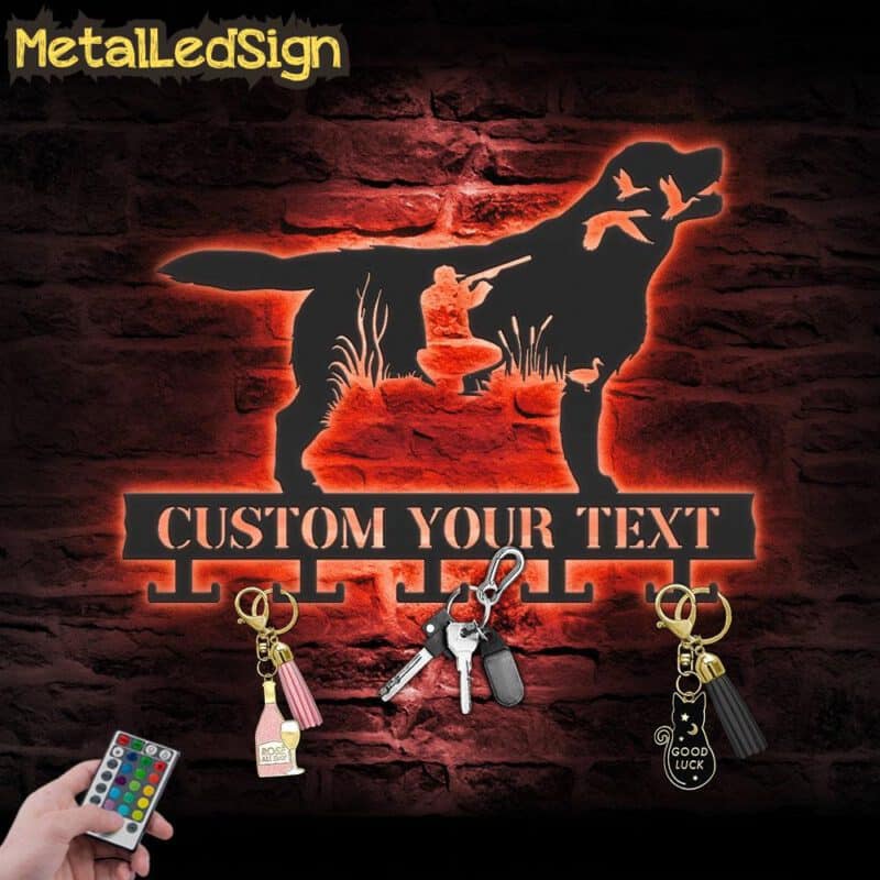 Custom-Labrador-Dog-Hunting-Key-Holder-Metal-Wall-Art-LED-Light-7