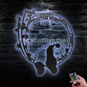 Custom-Lazy-Panda-Metal-Wall-Art-Led-Light-3