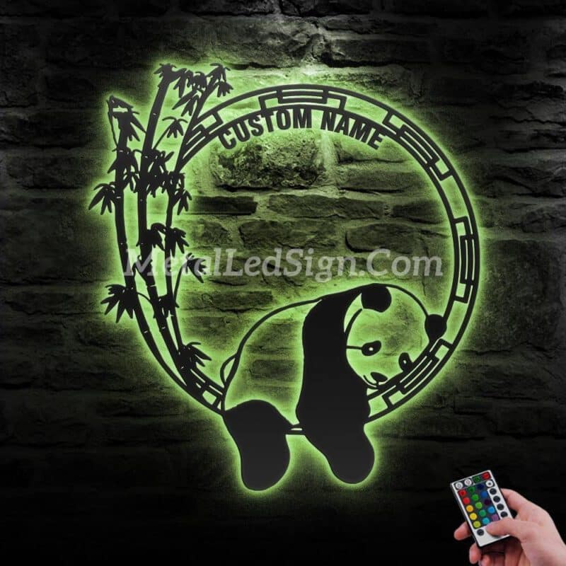 Custom-Lazy-Panda-Metal-Wall-Art-Led-Light-5