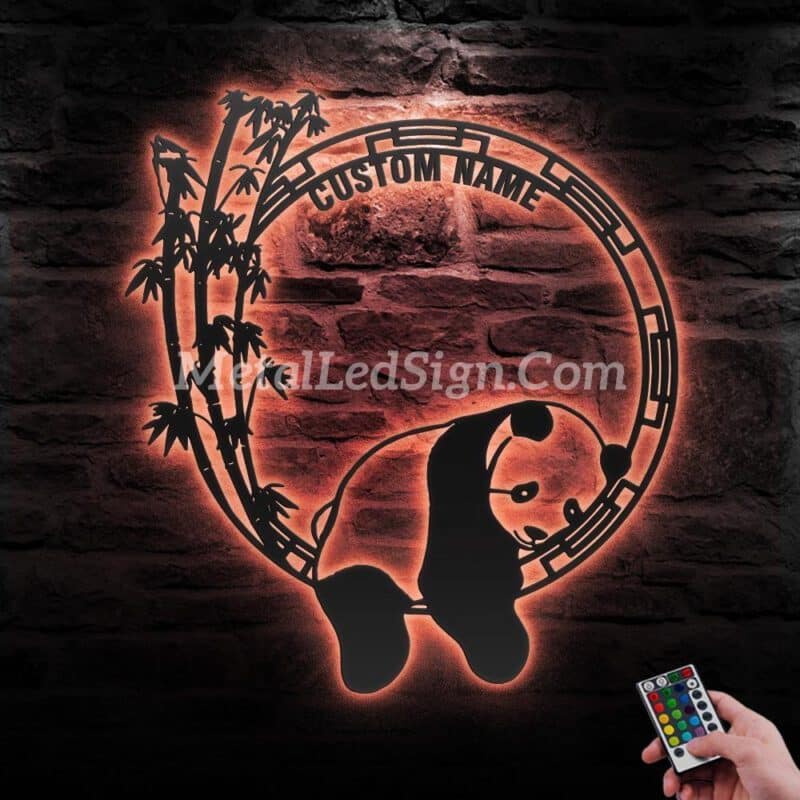 Custom-Lazy-Panda-Metal-Wall-Art-Led-Light-6