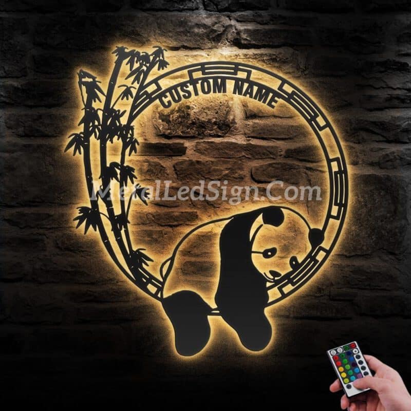 Custom-Lazy-Panda-Metal-Wall-Art-Led-Light-Images