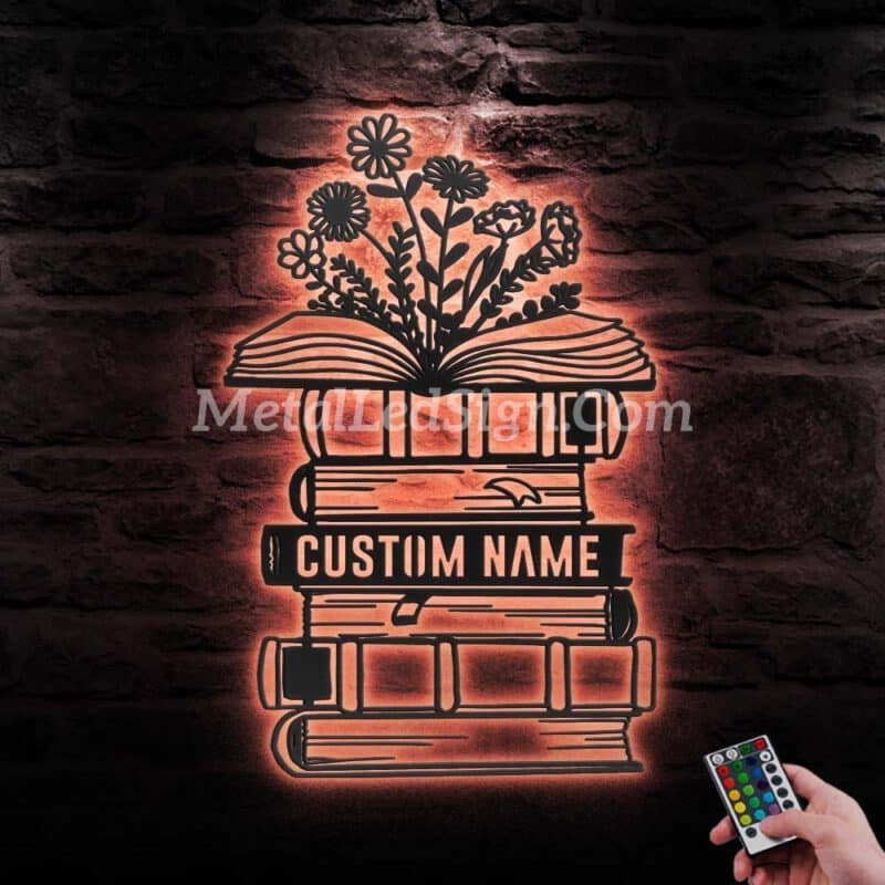 Custom-Librarian-Book-Reading-Metal-Wall-Art-Led-Light-6