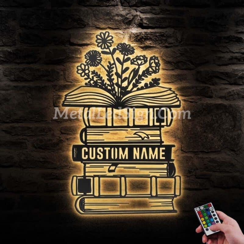 Custom-Librarian-Book-Reading-Metal-Wall-Art-Led-Light-Images-1