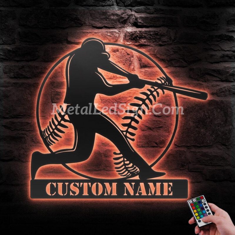 Custom-Man-Baseball-Metal-Wall-Art-Led-Light-6