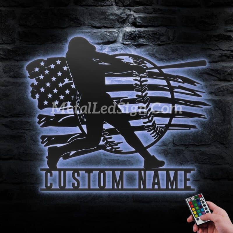 Custom-Man-Baseball-Us-Flag-Metal-Wall-Art-Led-Light-3