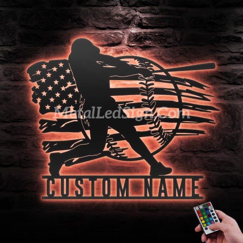 Custom-Man-Baseball-Us-Flag-Metal-Wall-Art-Led-Light-5