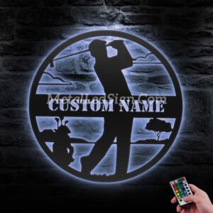 Custom-Man-Golfing-Metal-Wall-Art-Led-Light-3