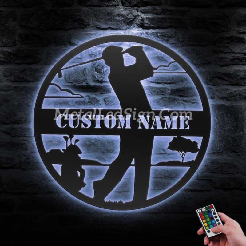 Custom-Man-Golfing-Metal-Wall-Art-Led-Light-3