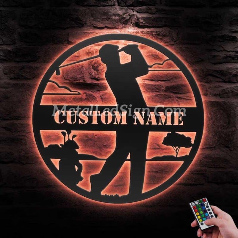 Custom-Man-Golfing-Metal-Wall-Art-Led-Light-5