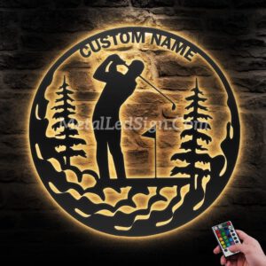 Custom-Man-Golfing-Metal-Wall-Art-Led-Light-Images-1