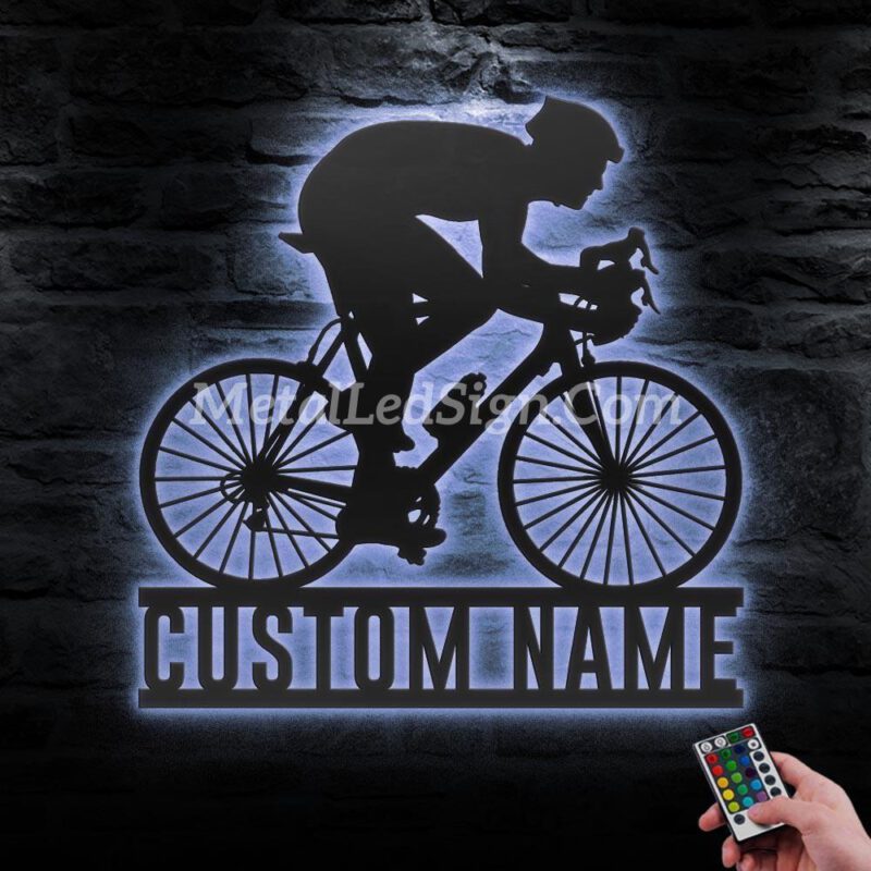 Custom-Man-Road-Bike-Racing-Metal-Wall-Art-Led-Light-3-1