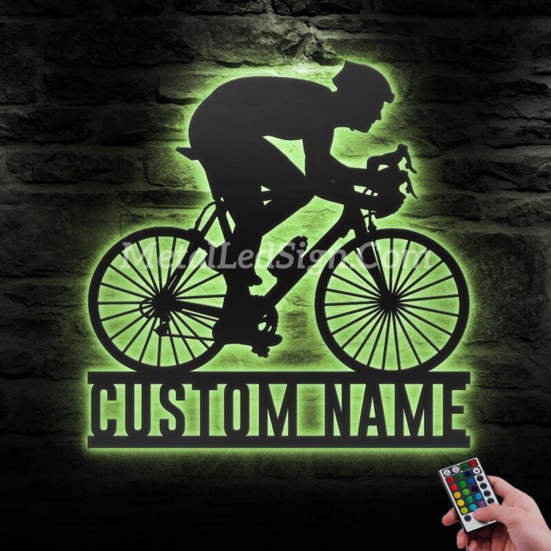 Custom-Man-Road-Bike-Racing-Metal-Wall-Art-Led-Light-5-1