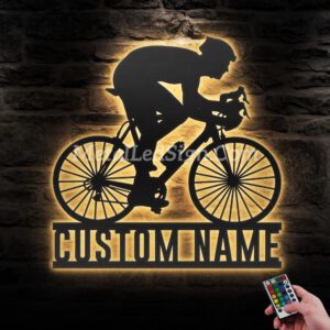 Custom-Man-Road-Bike-Racing-Metal-Wall-Art-Led-Light-Images-1