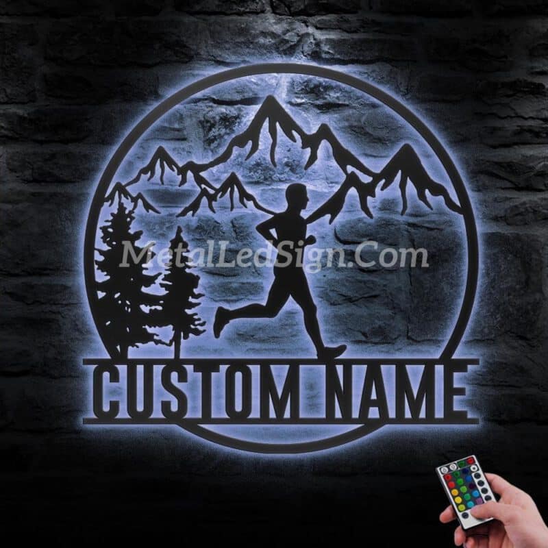 Custom-Man-Trail-Running-Metal-Wall-Art-Led-Light-3-1