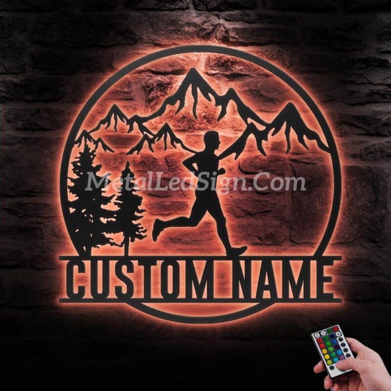 Custom-Man-Trail-Running-Metal-Wall-Art-Led-Light-5-1