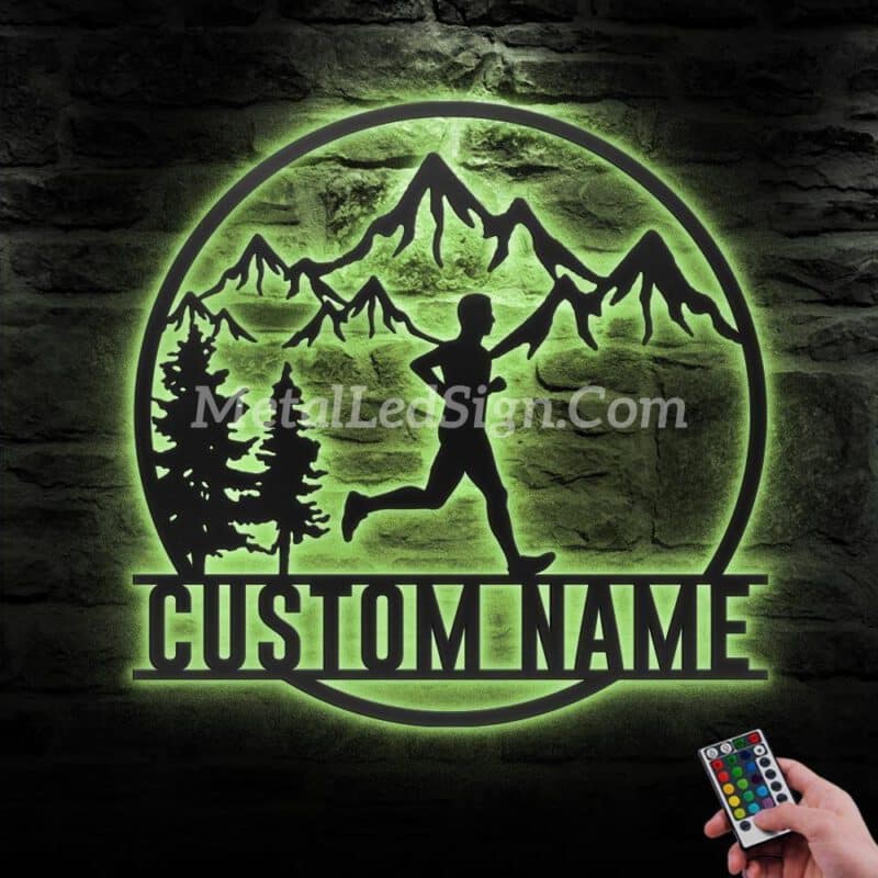 Custom-Man-Trail-Running-Metal-Wall-Art-Led-Light-6