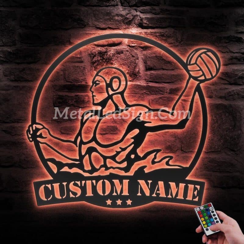 Custom-Man-Water-Polo-Ball-Metal-Wall-Art-Led-Light-5