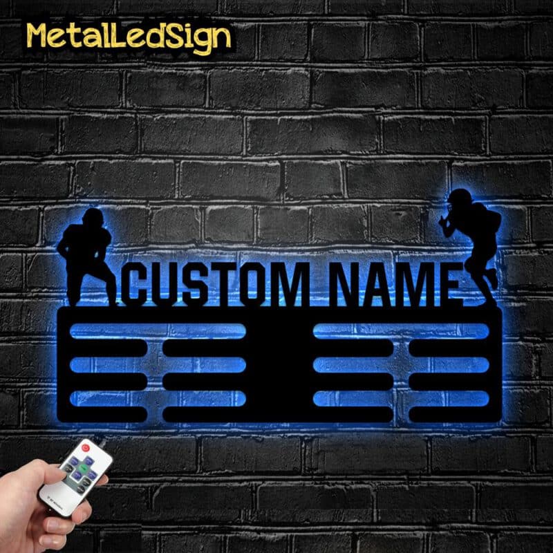 Custom-Metal-Baseball-And-Us-Football-Medal-Hanger-Wall-Art-Led-Light-8