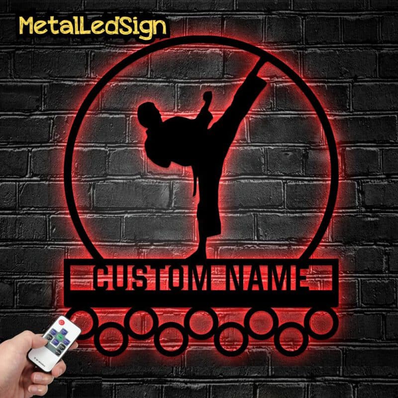 Custom-Metal-Boy-Karate-Medal-Hanger-Wall-Art-Led-Light-8